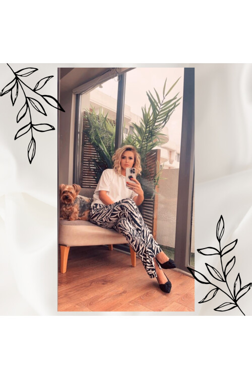 Desenli İspanyol Kesim Pantolon