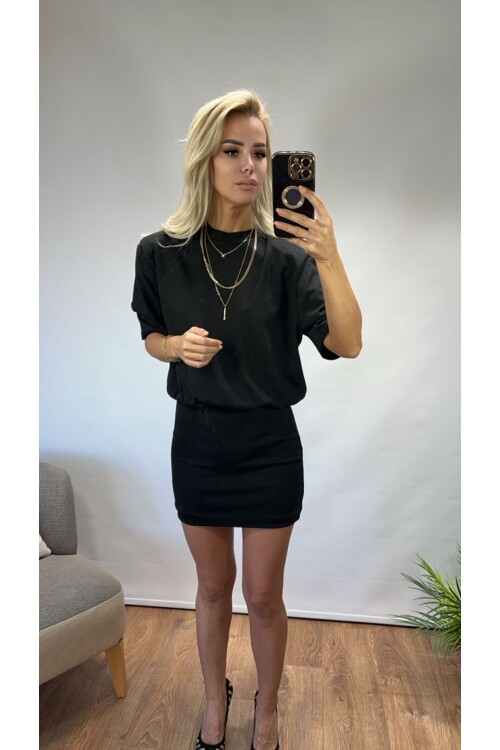 SF032 VATKALI BELDEN LASTİKLİ ELBİSE