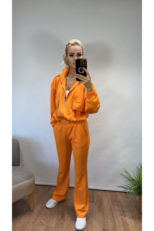 SF034 CEPLİ CROP CEKET TAKIM