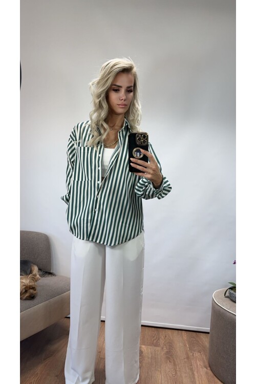 SF041 KALIN ÇİZGİLİ  CEPLİ GÖMLEK