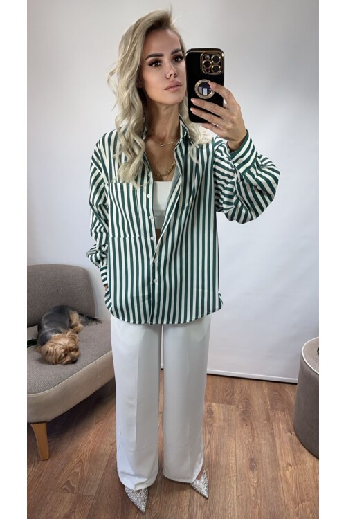 SF041 KALIN ÇİZGİLİ  CEPLİ GÖMLEK