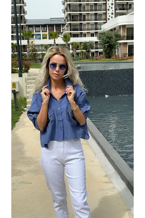 SF067 CEPLİ TAŞLI GÖMLEK