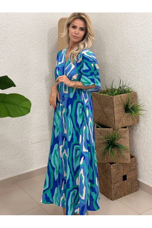 SF073 YIRTMAÇLI KRUVAZEL ELBİSE