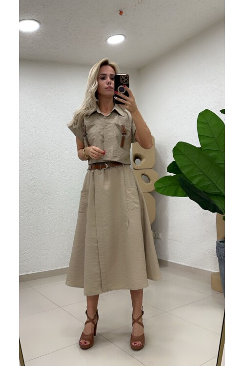 SF081 DERİ DETAYLI TAKIM