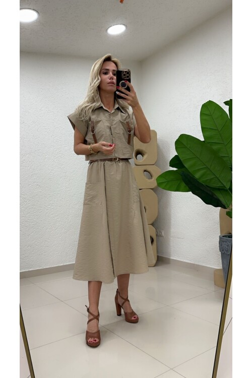 SF081 DERİ DETAYLI TAKIM