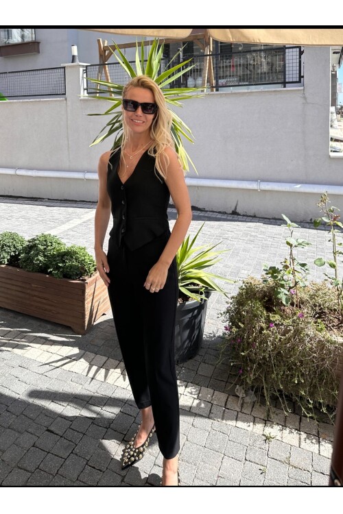 SF085 YELEKLİ SİYAH TAKIM