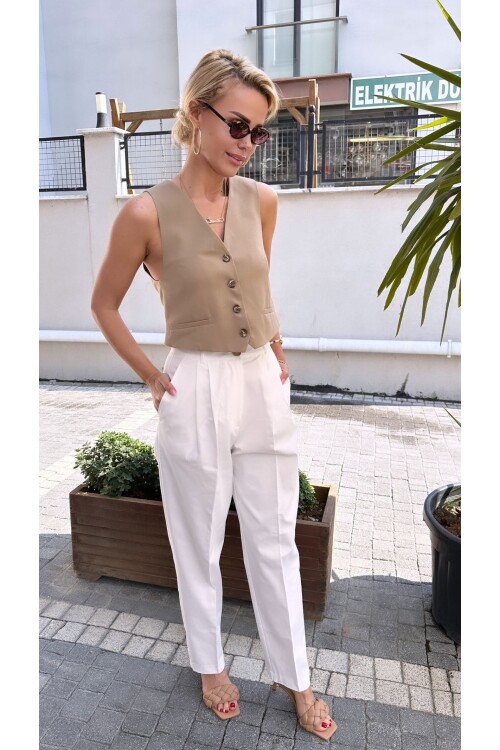 SF096 YANDAN CEPLİ PİLELİ PANTOLON