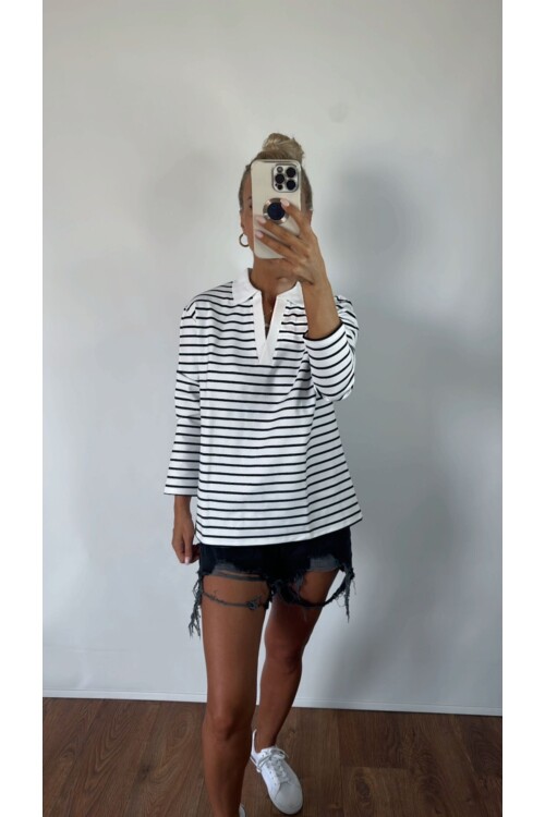 SWEAT CİZGİLİ YAKALI