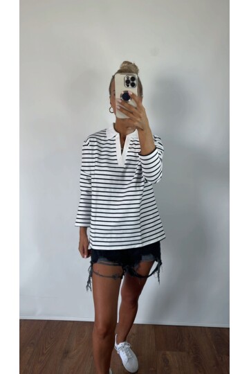 SWEAT CİZGİLİ YAKALI